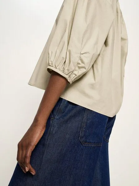 LANIUS LANIUS Bluse mit Kräuseln (GOTS) aus Bio-Baumwolle, Stone, – Produktbild 4 von 4