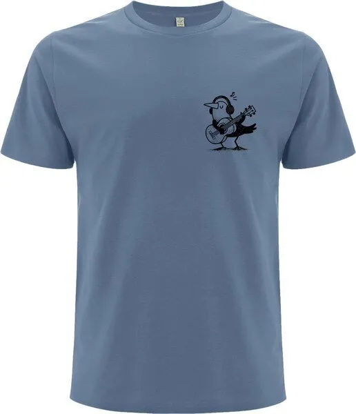 Spreecult Spreecult kleiner Gitarren Vogel - Bio und Fair - Männer Unisex T-Shirt - Guitar Bird, Blau, – Produktbild 4 von 4