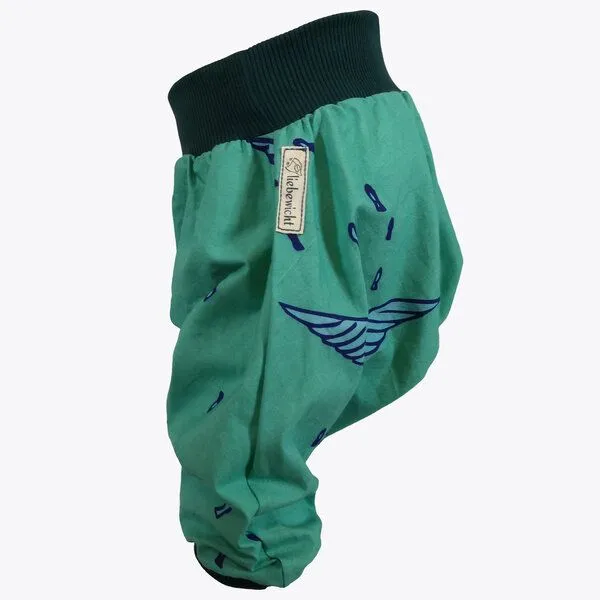 liebewicht liebewicht kurze Pumphose Sommerhose gemustert aus Biobaumwolle, Türkis gemustert/grün, – Produktbild 3 von 4