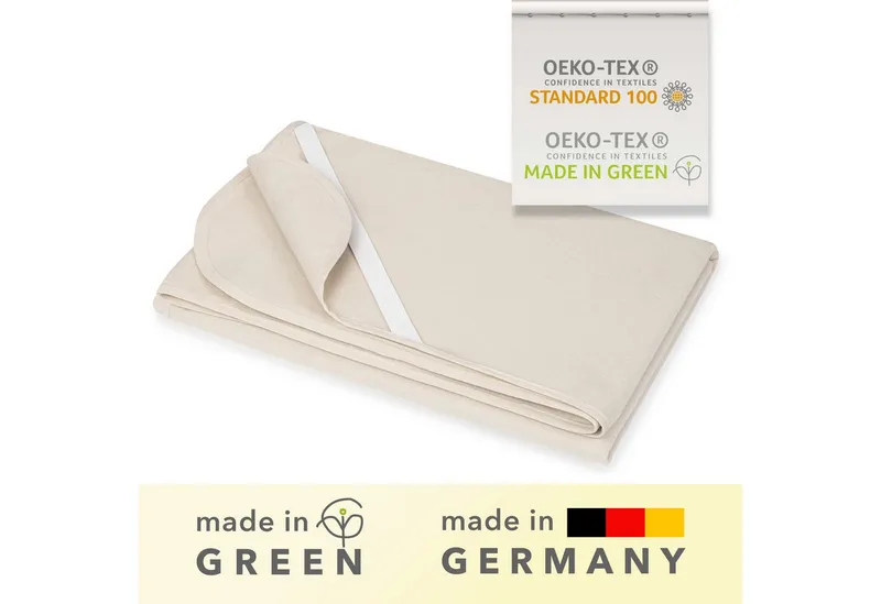 Matratzenschoner Molton, viele Größen, 100% atmungsaktive Baumwolle, made in Germany STUDIO, 90x200 cm Matratzenschutz bis 22 cm Höhe, Beige, – Produktbild 2 von 5