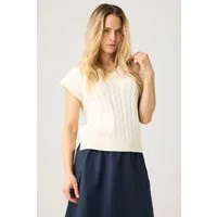 KnowledgeCotton Apparel KnowledgeCotton Apparel Damen vegan Strickweste Kabelreiher Weiß – Produktbild 1 von 1