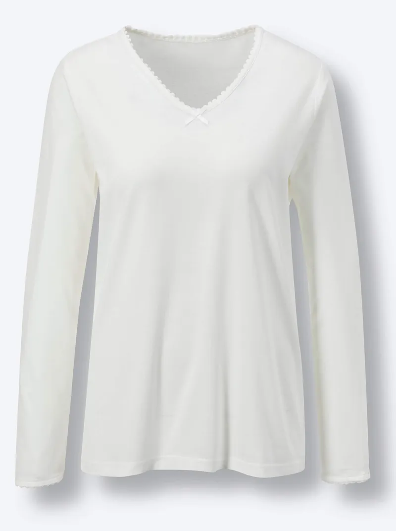 wäschepur Schlafanzug-Shirt ecru, Ecru, – Produktbild 2 von 2