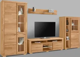 OTTO home Wohnwand Denis, (Set, 4-St), Breite: 340cm, 1Vitrine, 1Stauraumvitrine, 1 Lowboard und 1 Wandregal – Produktbild 1 von 1