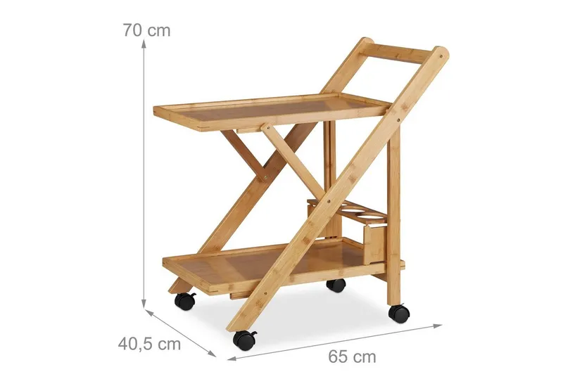RELAXDAYS RELAXDAYS Küchenwagen Bambus mit 2 Ablagen, (1 St), Braun|schwarz, – Produktbild 4 von 5