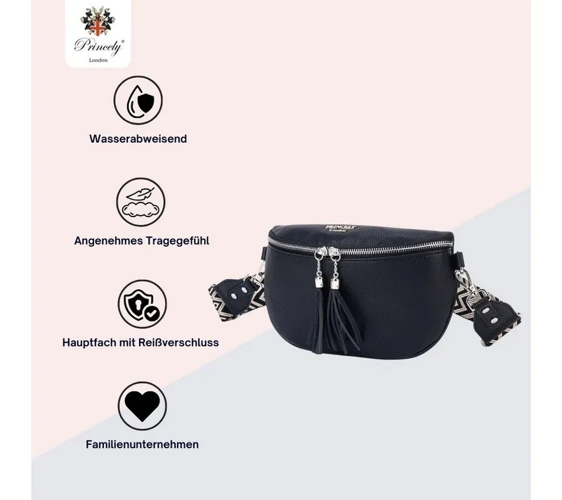 Princely London Umhängetasche Tasche Diana – Elegante Crossbody Tasche, Schwarz, – Produktbild 1 von 5