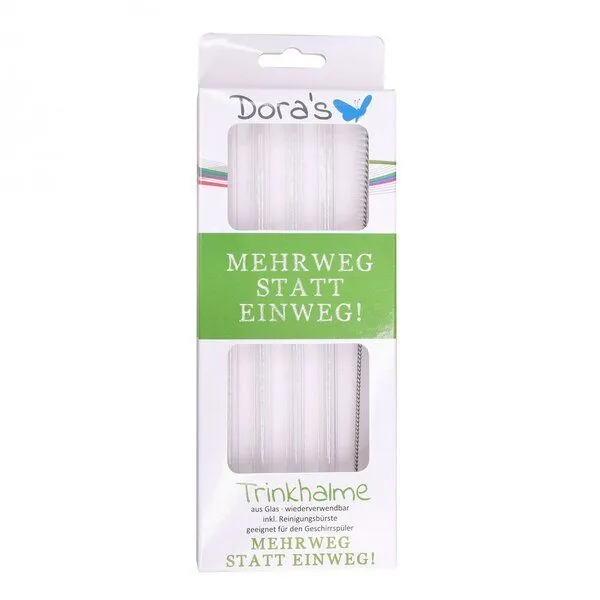 Dora's Dora's Borosilikatglas Trinkhalme mit Reinigungsbürste – Produktbild 1 von 4
