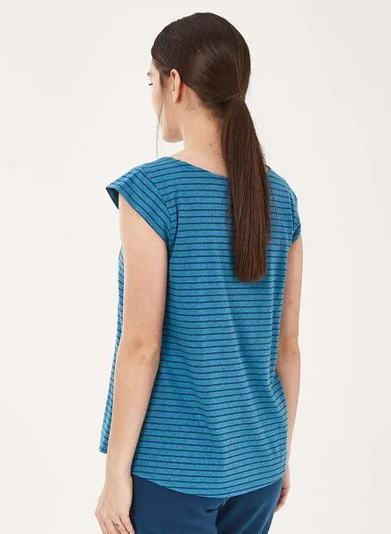 ORGANICATION ORGANICATION T-Shirt aus Bio-Baumwolle mit Leinen, Ocean/navy, – Produktbild 4 von 4