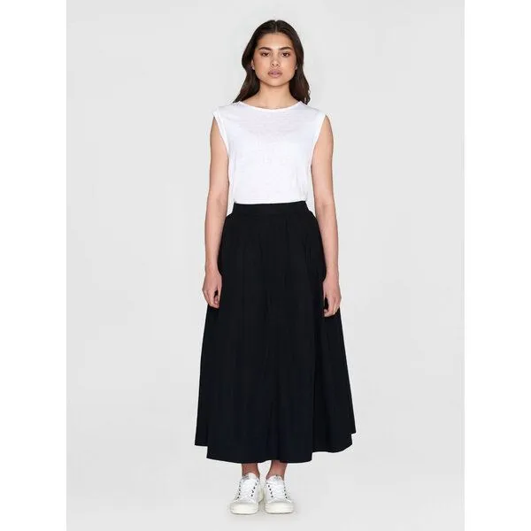 KnowledgeCotton Apparel KnowledgeCotton Apparel Midirock - Poplin elastic waist skirt - aus Bio-Baumwolle, Schwarz (black jet), – Produktbild 2 von 3