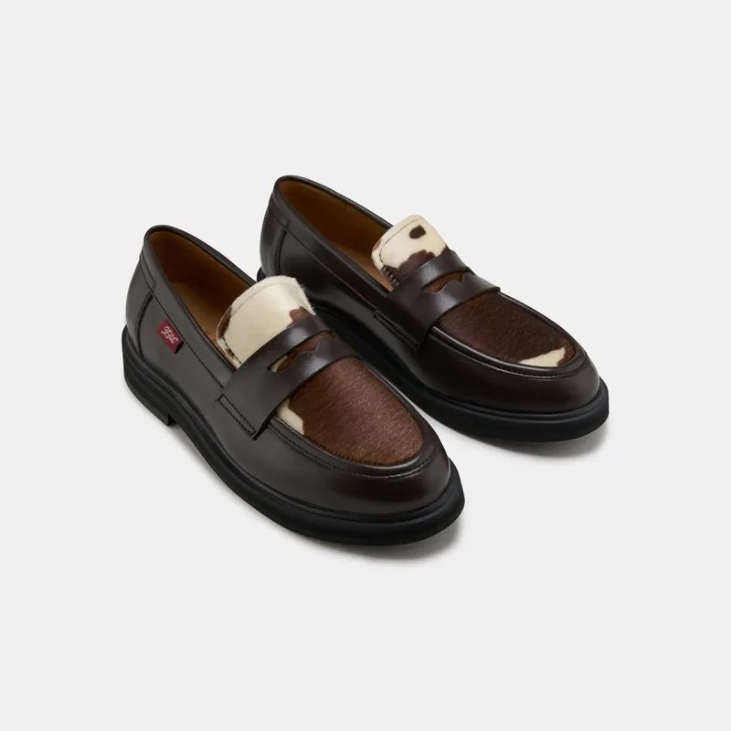 Zèta Zèta Herren vegan Loafers Unisex Douro Cow Print Braun/Weiß, Weiß, – Produktbild 2 von 2