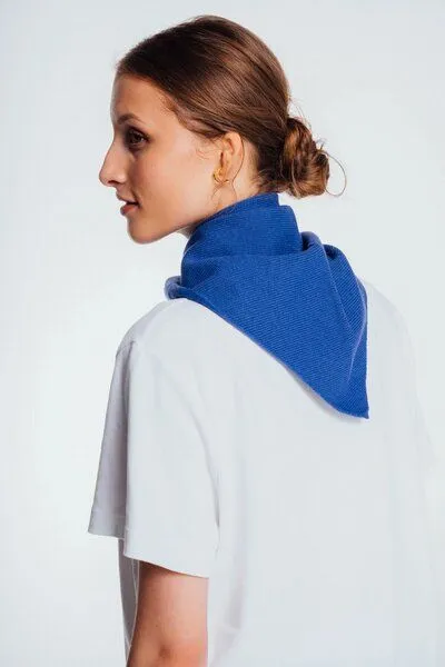 Kopyto Kopyto BIRUANG Bandana Halstuch 100% Merinowolle RWS-Zertifiziert Ökologisch Unifarben, Blau, – Produktbild 3 von 4