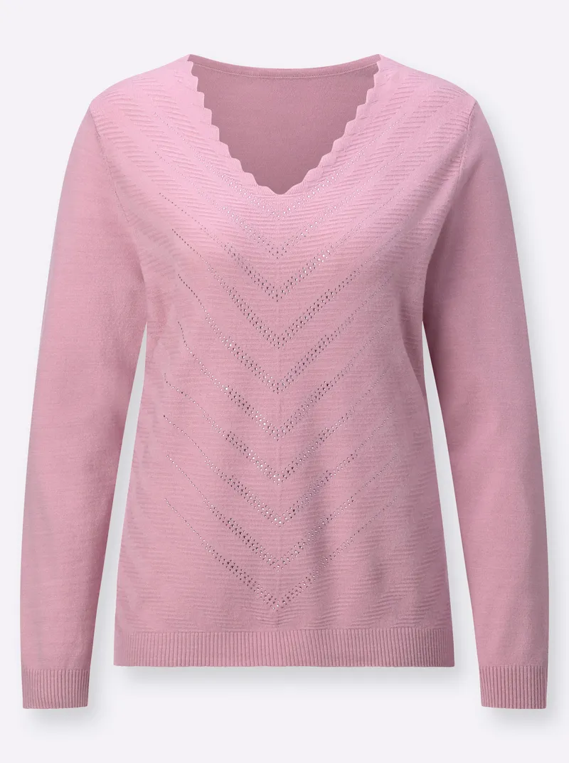 Witt V-Ausschnitt-Pullover rosé, Rosé, – Produktbild 2 von 2