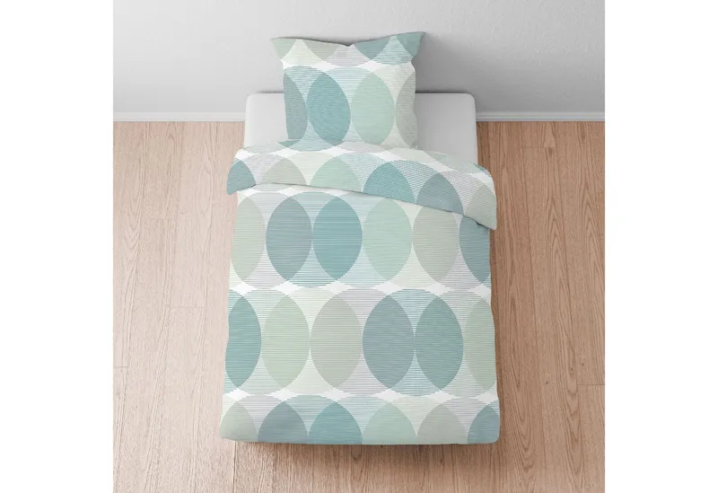 Biberna Biberna Bettwäsche Bettwäsche, Bettwäsche Satin, TENCEL™ Lyocell Kreise, Blau, – Produktbild 1 von 5