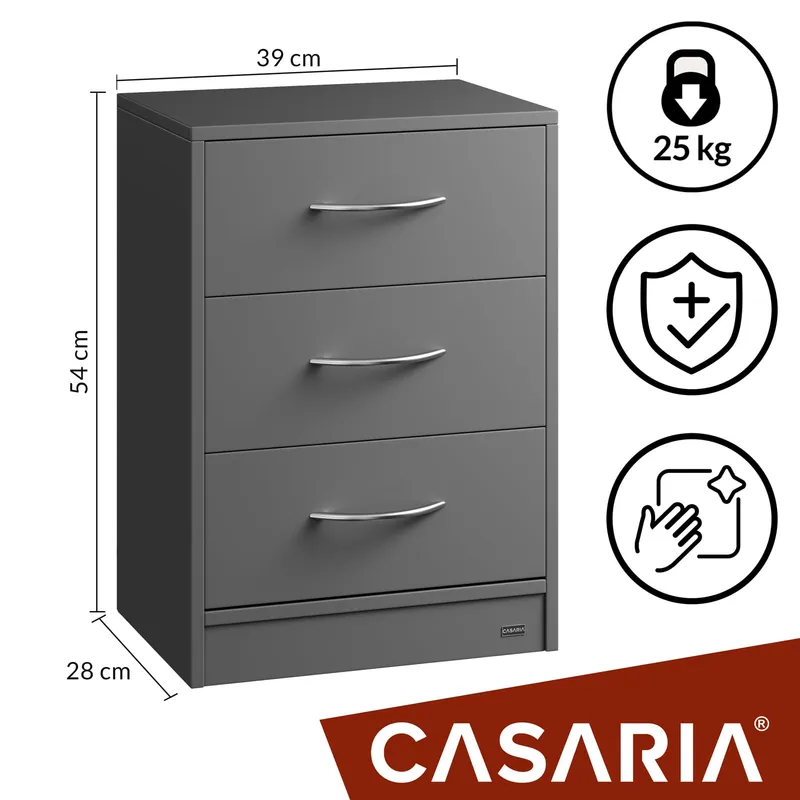 Casaria® Nachttisch Eloise 2er-Set Anthrazit 54x39x28cm – Produktbild 2 von 2