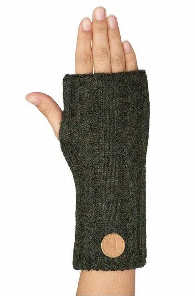 Apu Kuntur Apu Kuntur Alpaka Pulswärmer SUAVE wendbar aus 100% Baby Alpaka, Tannengrün-schwarz, – Produktbild 1 von 1
