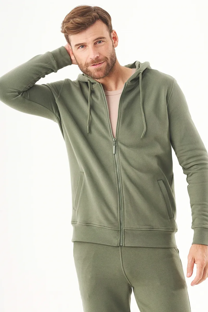 ORGANICATION ORGANICATION Herren vegan Sweatjacke Soft Touch Mid Olive, Grün, – Produktbild 2 von 2