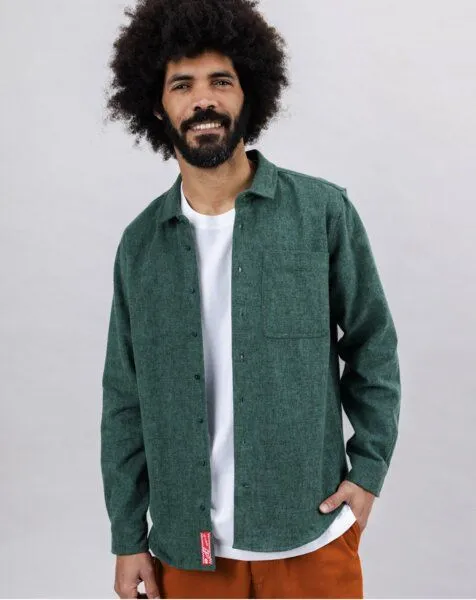 Brava Fabrics Brava Fabrics Pizza Flanell Overshirt Grün – Produktbild 2 von 4