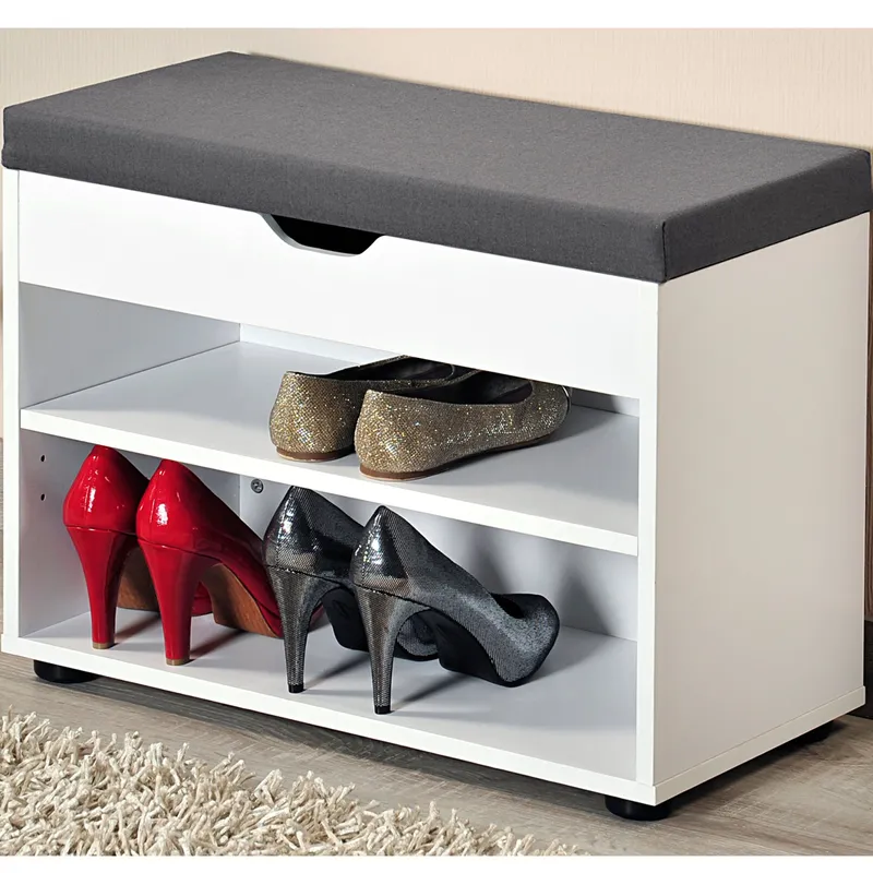 Kesper Schuhschrank mit Sitzkissen, 2 Fächer, Weiss, – Produktbild 3 von 3