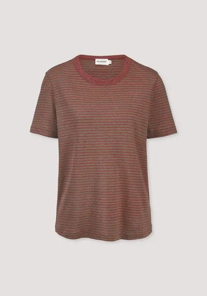 hessnatur hessnatur Streifen T-Shirt Relaxed aus Leinen mit reiner Bio-Baumwolle, Mocca, – Produktbild 4 von 4