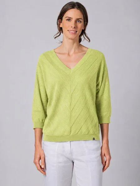 HempAge HempAge Pullover mit V-Ausschnitt Hanf/Biobaumwolle, Bamboo (grün), – Produktbild 2 von 4