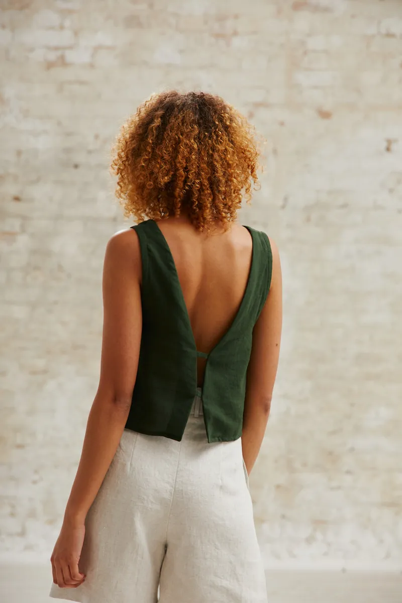 Jyoti - Fair Works Jyoti - Fair Works Damen vegan Oben Kiran Olive, Dunkelgrün, – Produktbild 1 von 2