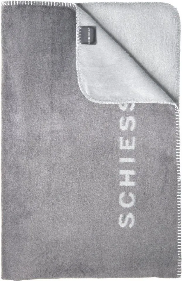 Schiesser Wohndecke Kuscheldecke Klara in Wendeoptik - Baumwoll-Mix - warm und flauschig, Schiesser, OEKO-TEX® MADE IN GREEN, Grau, – Produktbild 2 von 5