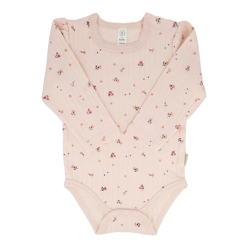 Maximo Maximo Body langarm Blumen Rippqualität, Rosa, – Produktbild 1 von 1