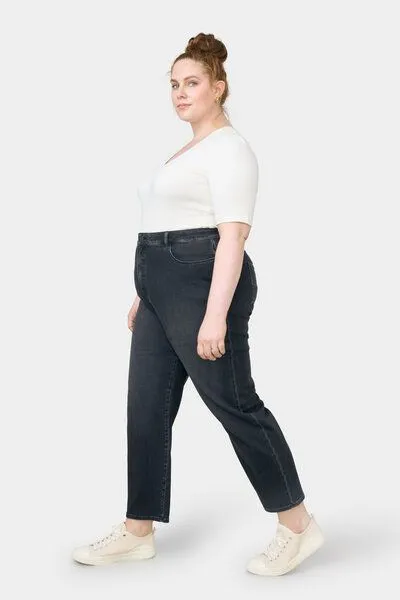 DAWN Damen Jeans STARDUST High Waist O-Shape DAWN Bio-Baumwolle Curvy, Black/black, – Produktbild 5 von 6