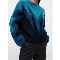 KnitToChange KnitToChange Handgestrickter Oversize-Pullover in Blau- und Dunkelblautönen mit grafischem Design – Produktbild 1 von 1