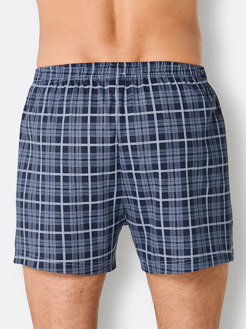 Witt Boxershorts bleu-bedruckt + marine-kariert, Bleu-bedruckt + marine-kariert, – Produktbild 3 von 3