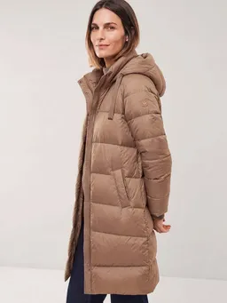 Walbusch Steppmantel Damen langer warmer Mantel mit echter Daune und abtrennbarer Kapuze Wintermantel wasserabweisend – Produktbild 1 von 1