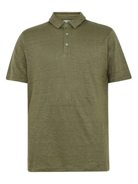 KnowledgeCotton Apparel KnowledgeCotton Apparel Poloshirt Regular aus Bio-Leinen, Grün (burned-olive), – Produktbild 1 von 4