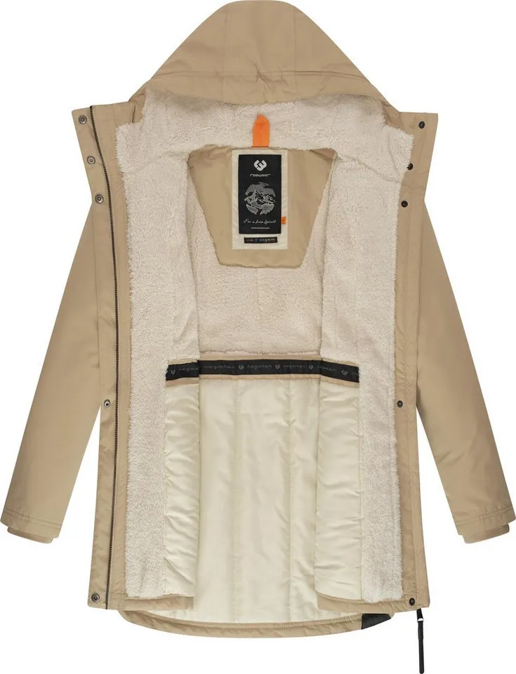 ragwear ragwear Wintermantel Elsien wasserdichter Winterparka mit Teddyfell-Futter, Braun, – Produktbild 1 von 4