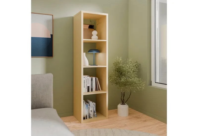 FORTE Standregal Mauro, FSC®-zertifiziert, Fachgröße 33x33cm, 4 Fächer, Gelb, – Produktbild 1 von 5