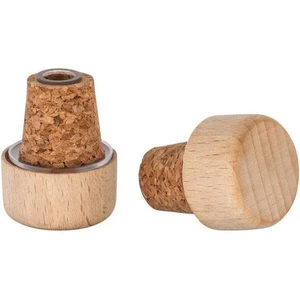 Kork-Deko Kork-Deko 10er-Pack Kunststoff-Ausgießer mit Holz-Deckel und Kork-Stopfen | schmal | – Produktbild 3 von 4