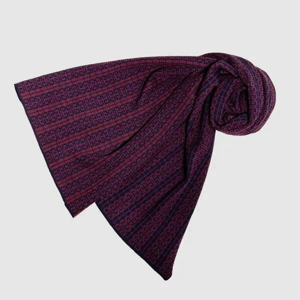LANARTO slow fashion LANARTO slow fashion Schal Muster 'Peking' zweifarbig gestrickt aus Merinowolle, Blau, – Produktbild 2 von 3