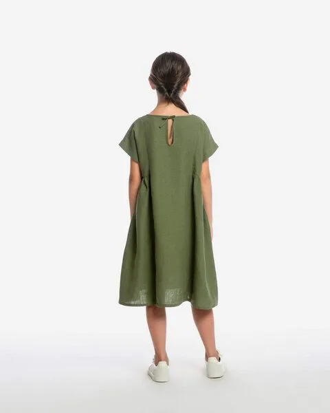 MATONA Matona Kleid | Boxy Dress | aus Leinen, Olive, – Produktbild 2 von 3