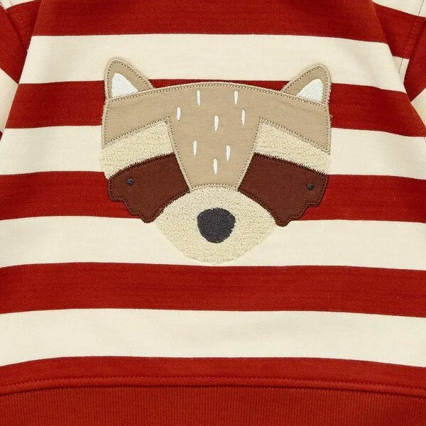 Sense Organics Sense Organics Baby Sweatshirt, Modell SIAM, Terrakotta geringelt mit waschbär, – Produktbild 4 von 4