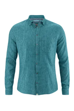 HempAge Hempage Herren vegan Gestreiftes Hemd In Blaugrün – Produktbild 1 von 1