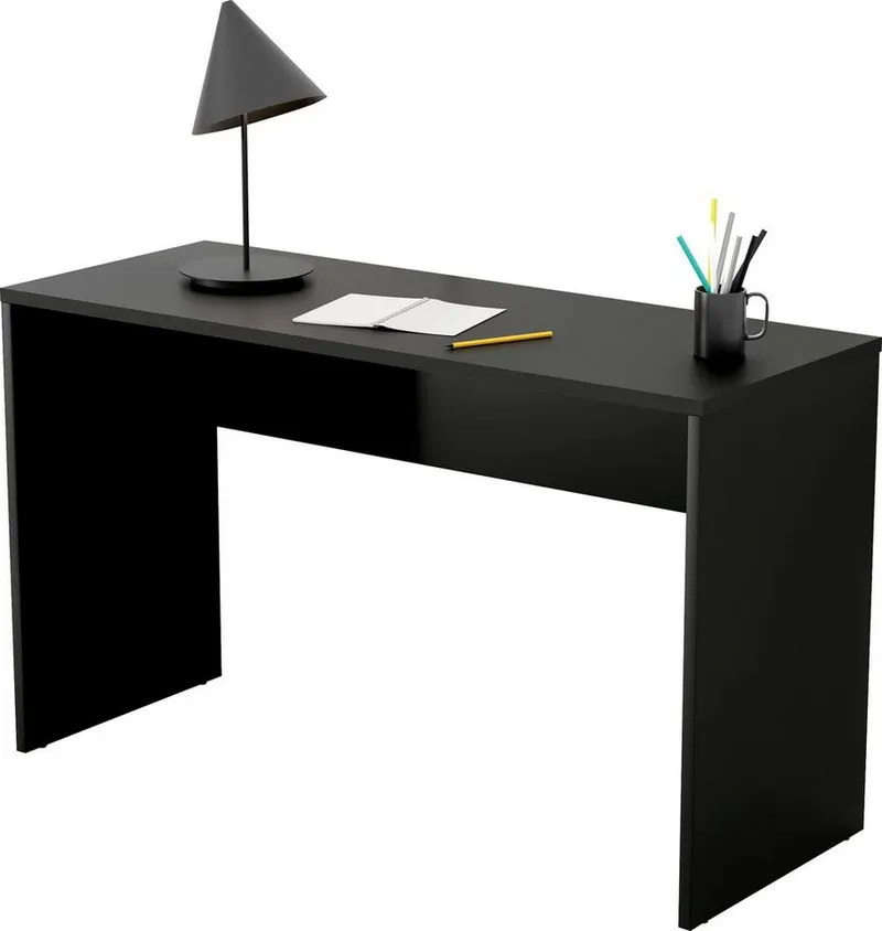 Home affaire Schreibtisch AGAPI, Breite 130, Computertisch im modernen Design & viel Arbeitsfläche, Schwarz, – Produktbild 2 von 4