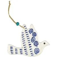 El Puente El Puente Friedenstaube Anhänger aus Keramik in Blau-Weiß | Fair Trade & Handmade aus Vietnam, Blue, – Produktbild 1 von 1
