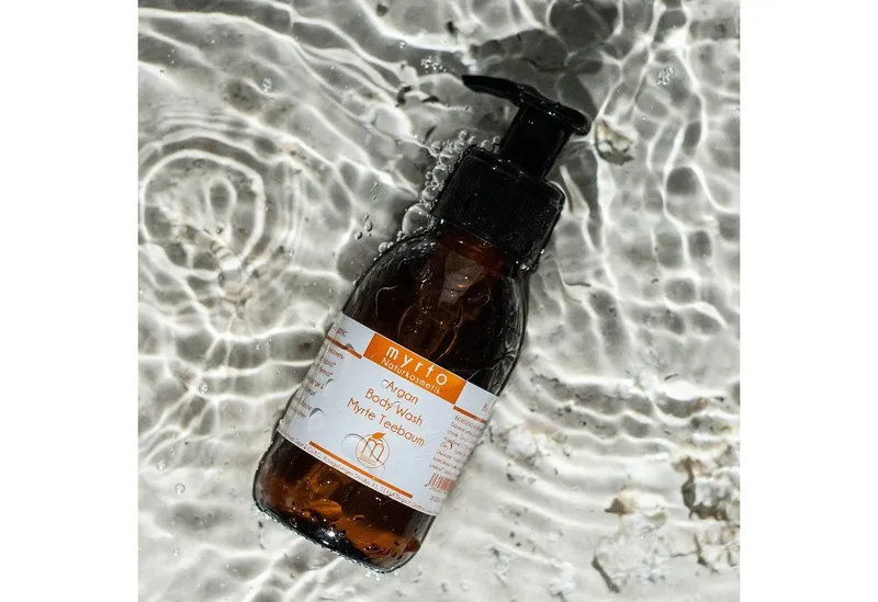 myrto Naturkosmetik Duschgel Argan Body Wash Myrte-Teebaum - 500ml Grosspackung, ohne Alkohol, naturreine ätherische Öle – Produktbild 3 von 3