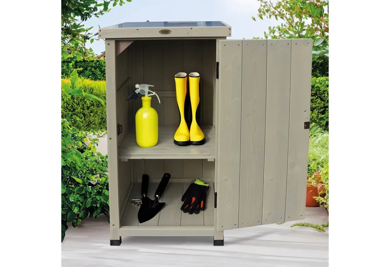 HABAU Geräteschrank (Kompakt) wetterfest lasiert, aus FSC®-zertifiziertem Material, Grau, – Produktbild 5 von 5