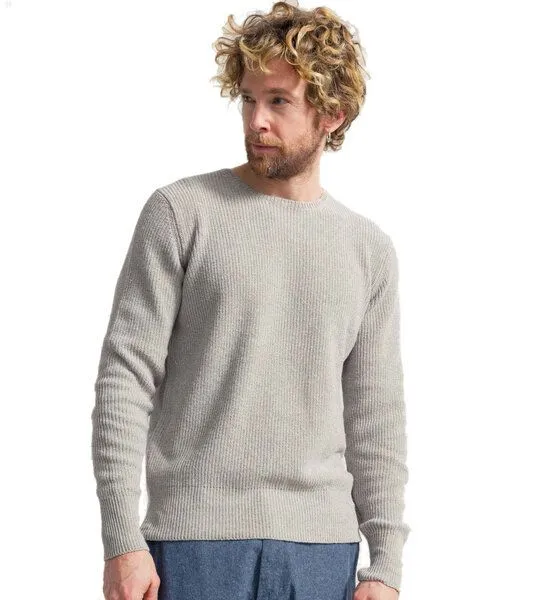 Rifò - Circular Fashion Made in Italy Rifò - Circular Fashion Made in Italy Luca Pulllover aus recykelter und Bio-Baumwolle, Grau, – Produktbild 1 von 2