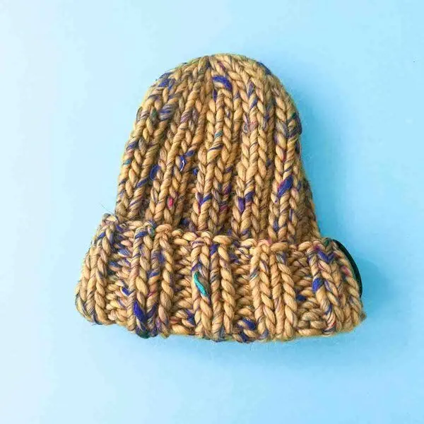 PANAPUFA PANAPUFA Handgestrickte Chunky Beanie – 90 % Merinowolle, 10 % Seide, Van gogh gelb, – Produktbild 1 von 2