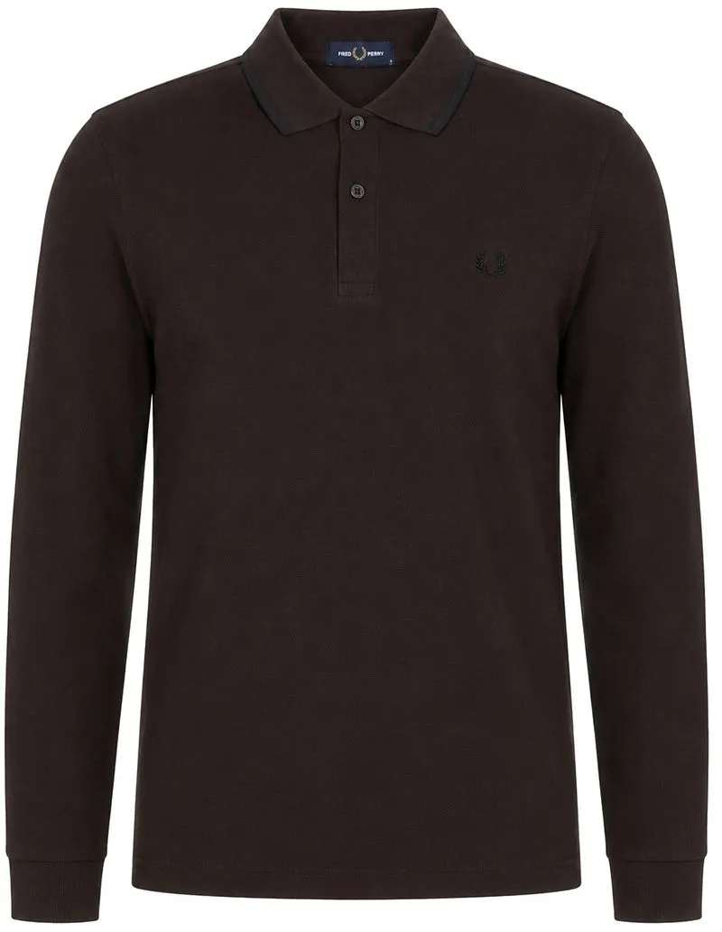 Fred Perry Fred Perry Langarm-Poloshirt Braun 86C - Größe XL, Braun, – Produktbild 2 von 5