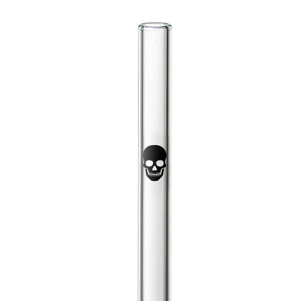 Contento Contento Glastrinkhalm 21 cm lang, 4 Stück, Totenkopf, mit Bürste – Produktbild 2 von 4