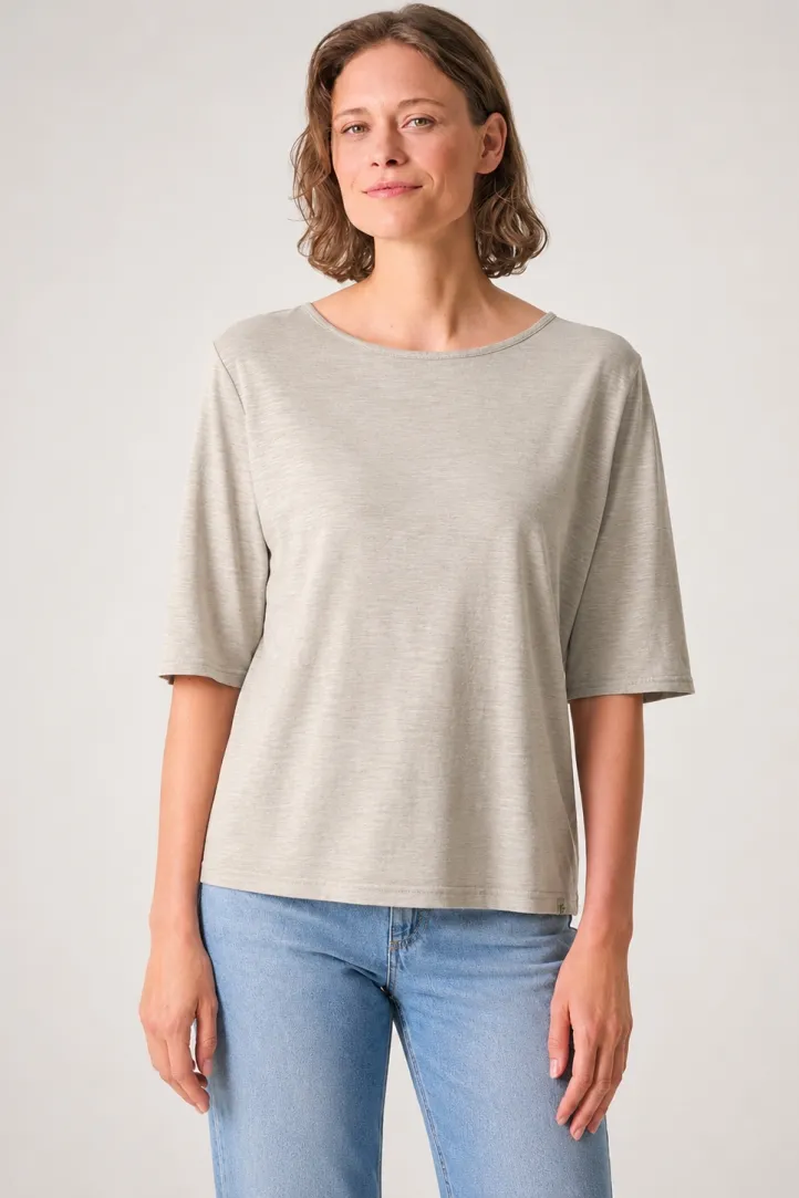 HempAge Hempage Damen vegan T-Shirt Lässige Passform Distel Beige, Beige, – Produktbild 2 von 2
