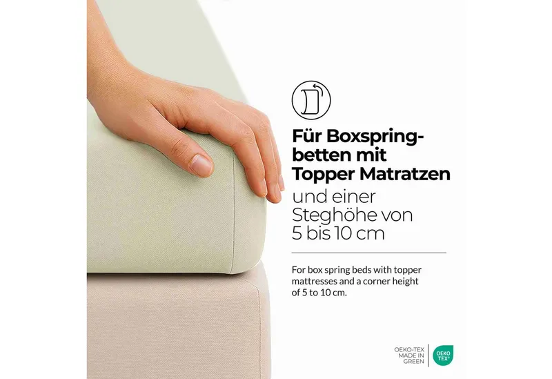etérea Himmlische Qualität Spannbettlaken etérea Comfort Jersey Topper Spannbettlaken, Jersey, Gummizug: rundum, (1 Stück), Beige, – Produktbild 3 von 5