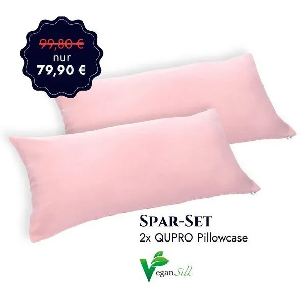 Qupro Qupro Pillowcase Doppelpack rosé vegane Seide (40 x 80 cm) – Produktbild 5 von 5