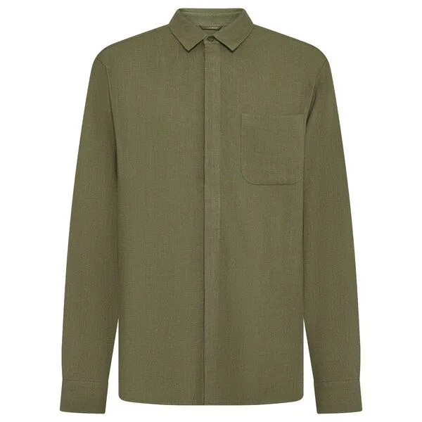 KnowledgeCotton Apparel KnowledgeCotton Apparel Langarm-Hemd Leinen-Mix, Burned olive, – Produktbild 1 von 3